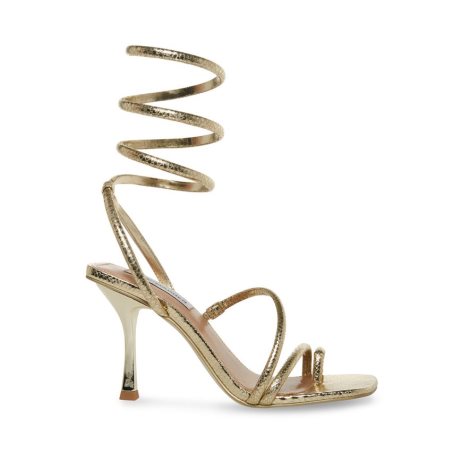 Sandalias Tacones Steve Madden Shantelle Snake Mujer Doradas | ES LM9462